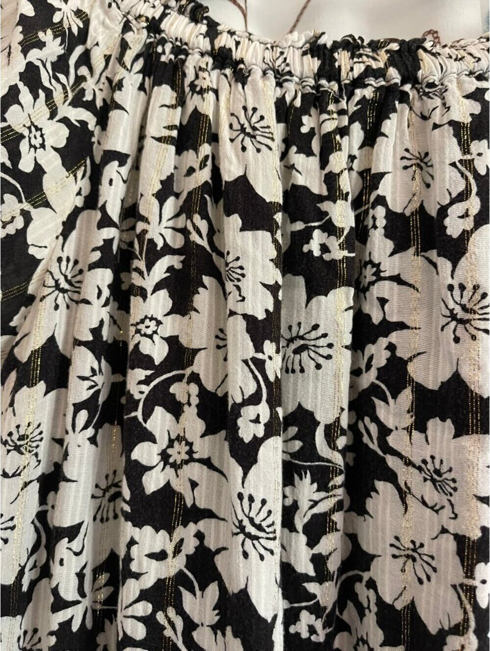 New Without Tags | LOFT | M | Black White Floral Off Shoulder Maxi Dress - Picture 4 of 7